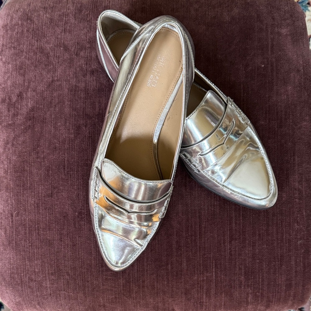 MICHAEL Michael Kors Shiny Silver Flats